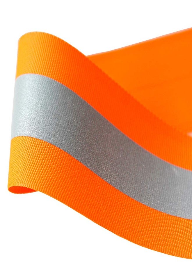 JINBING Sew On Silver Reflective Tape for Clothing Safety Fabric Webbing Trim Strip Orange 2" x 16ft - Image 2