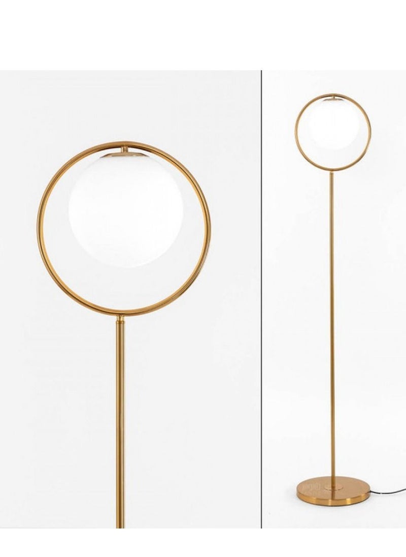 UCANDLE Golden lampshade, 164 cm high, golden ring, luminous glass ball, E27 lamp base, suitable for bedroom and living room  - Image 3