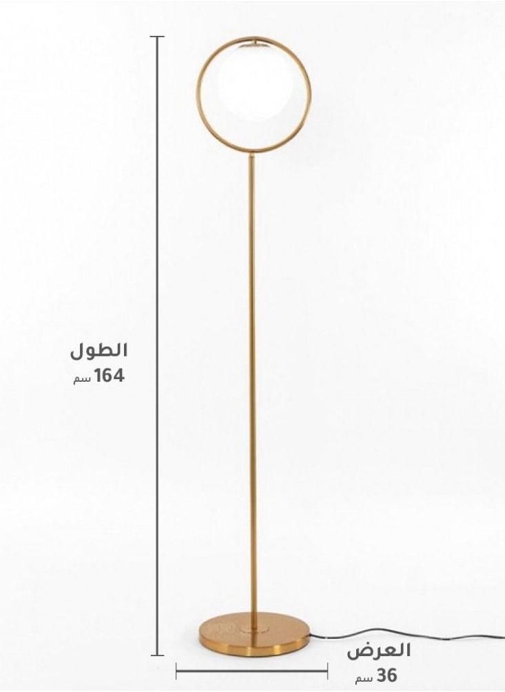 UCANDLE Golden lampshade, 164 cm high, golden ring, luminous glass ball, E27 lamp base, suitable for bedroom and living room  - Image 2
