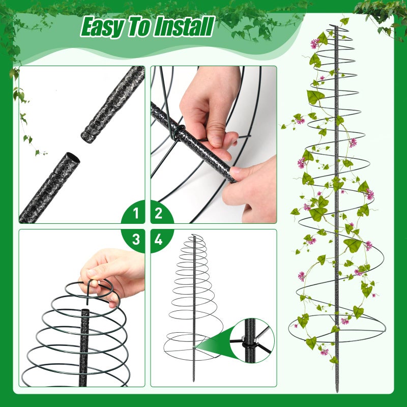 Daneried Trellis for Climbing Plants Outdoor, 73inch Tall Plants Trellis Support Metal Garden Trellis for Vegetables Flowers Plants Vine Support - Image 5