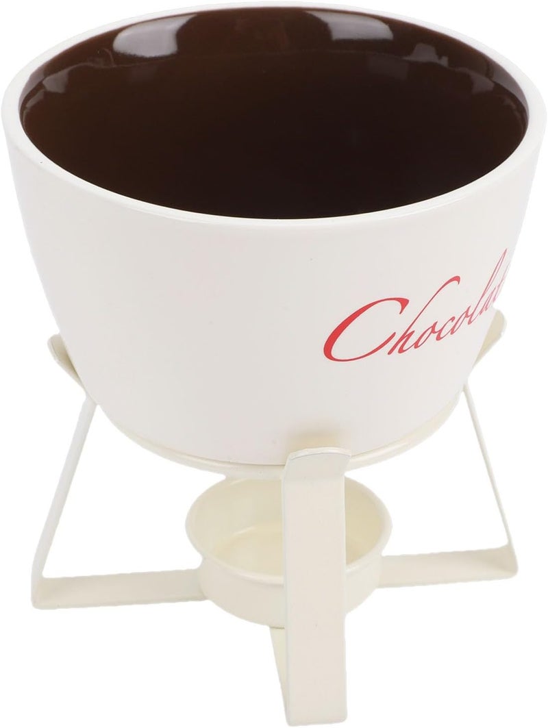 GLOGLOW Chocolate Fondue Mug, Pots & Sets Melting Cup with Fork for Tea, Parties and Home Kitchen Chocolate Fondue Mug, Ceramic Butter Warmer Nan Kitchen (White) - Image 2