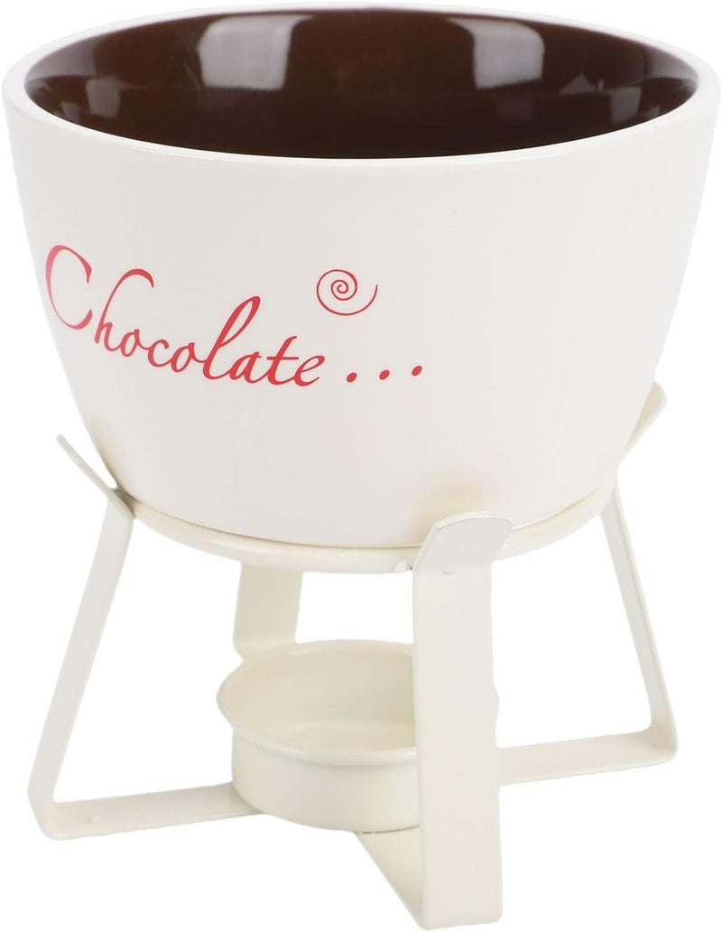 GLOGLOW Chocolate Fondue Mug, Pots & Sets Melting Cup with Fork for Tea, Parties and Home Kitchen Chocolate Fondue Mug, Ceramic Butter Warmer Nan Kitchen (White) - Image 3