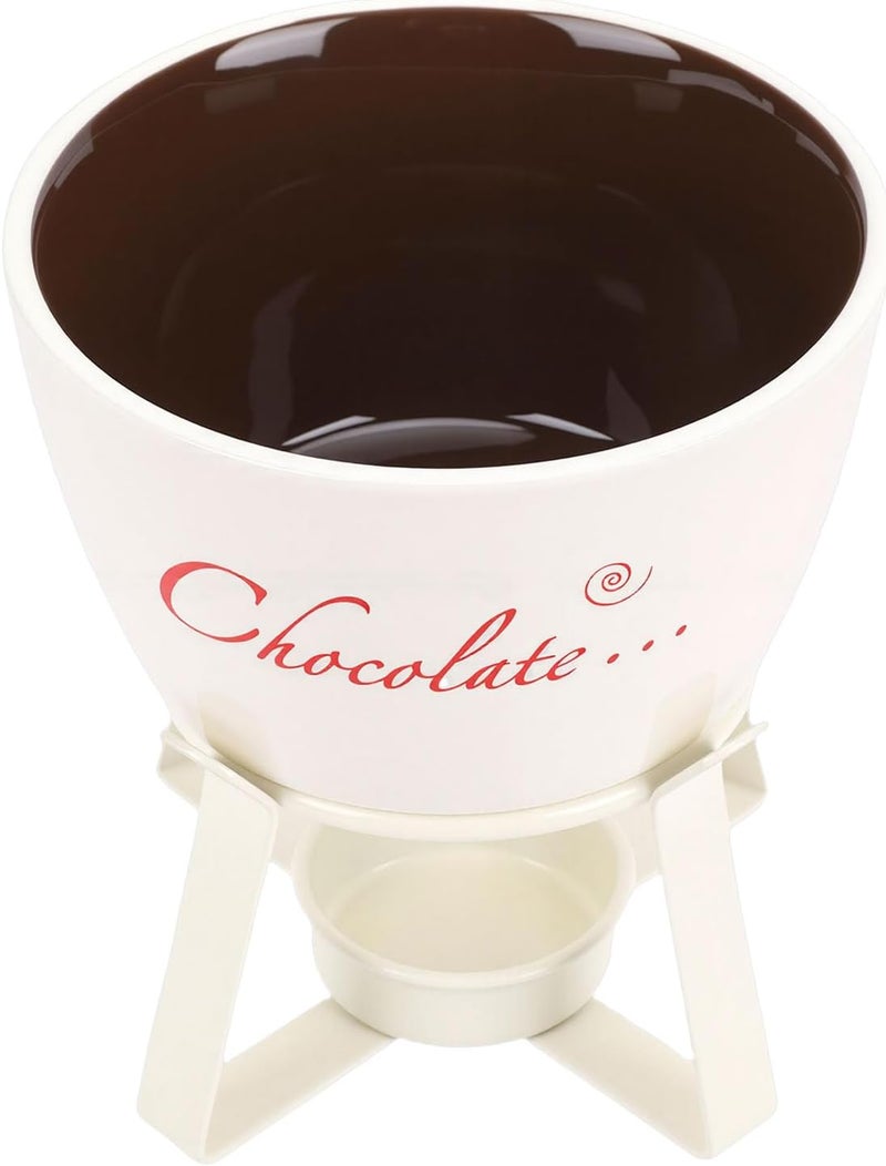 GLOGLOW Chocolate Fondue Mug, Pots & Sets Melting Cup with Fork for Tea, Parties and Home Kitchen Chocolate Fondue Mug, Ceramic Butter Warmer Nan Kitchen (White) - Image 1