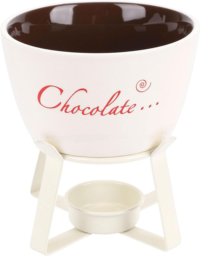 GLOGLOW Chocolate Fondue Mug, Pots & Sets Melting Cup with Fork for Tea, Parties and Home Kitchen Chocolate Fondue Mug, Ceramic Butter Warmer Nan Kitchen (White) - Image 5