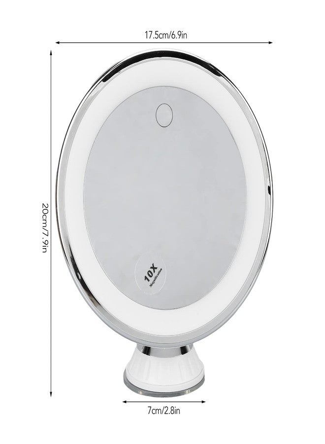 Brrnoo مرآة مكياج مضيئة مكبرة 10x مع تحكم باللمس وإضاءة 3 ألوان وكوب شفط للسفر في الحمام والدش - Image 4
