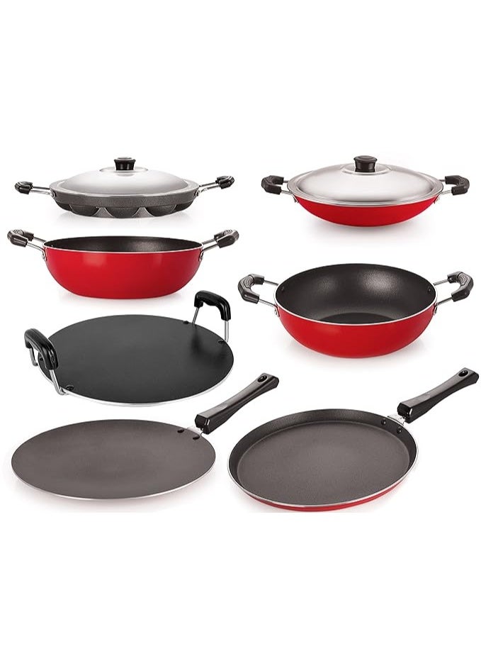 Nirlon Non-Stick Dishwasher Safe Bpa Free Oil Free 7 Piece Cookware Combo Set with Lid - Image 1