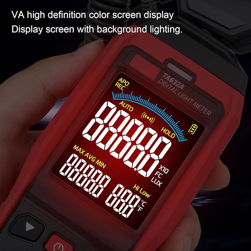 Digital Light Meter with Rotatable Probe VA Color Screen for Brightness Measurement - Image 5