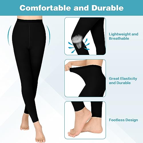 KTINNEAD 20-30 mmHg Compression Pantyhose for Women, Footless Medical Compression Stockings, Waist High Opaque Compression Tights for Edema, Varicose Veins, Swelling, Pregnant, Teacher, Doctor - Image 3