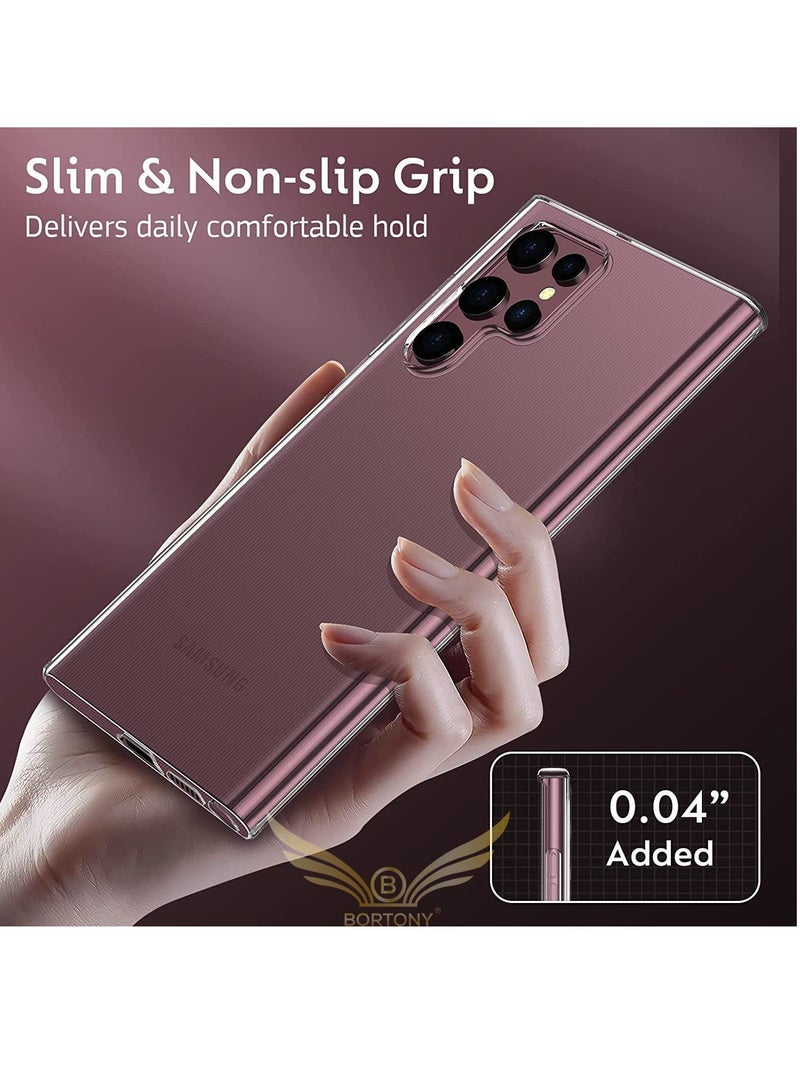 BORTONY Samsung Galaxy S22 Ultra Case Clear Slim Fit Crystal Clear Transparent Anti-Scratch Flexible Soft TPU - Image 4
