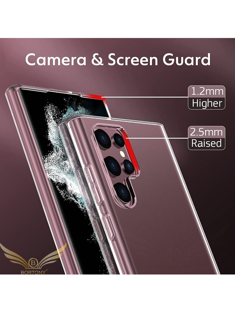 BORTONY Samsung Galaxy S22 Ultra Case Clear Slim Fit Crystal Clear Transparent Anti-Scratch Flexible Soft TPU - Image 3