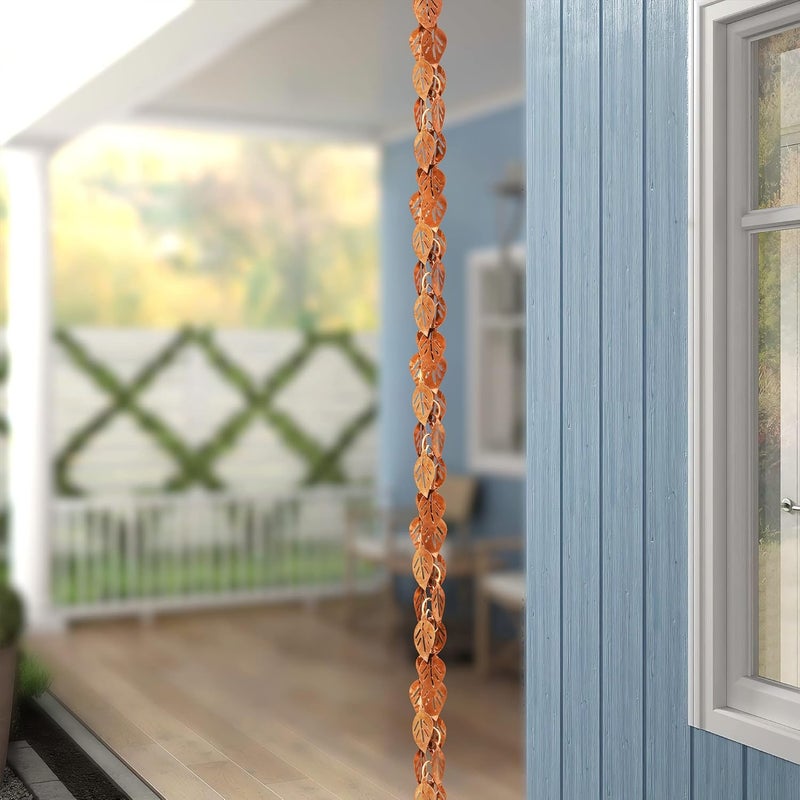 Monarch Rain Chains Pure Copper Cascading Leaves Rain Chain, 8.5 Ft Decorative Rain Catcher Chain for Gutters, Rain Chains for Outside, Rain Gutter Replacement Downspout - Image 3