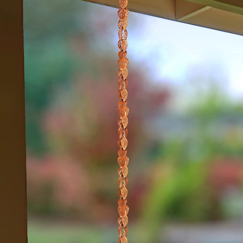 Monarch Rain Chains Pure Copper Cascading Leaves Rain Chain, 8.5 Ft Decorative Rain Catcher Chain for Gutters, Rain Chains for Outside, Rain Gutter Replacement Downspout - Image 2