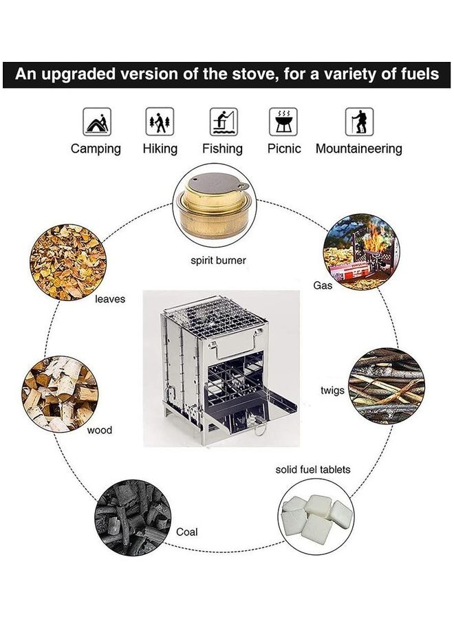 NIBEMINENT Portable Folding Stainless Steel Wood Burning Camping Stove 8.3 x 5.9 5.9inch - Image 5
