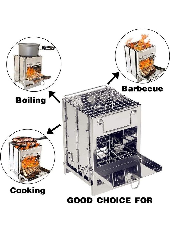 NIBEMINENT Portable Folding Stainless Steel Wood Burning Camping Stove 8.3 x 5.9 5.9inch - Image 3