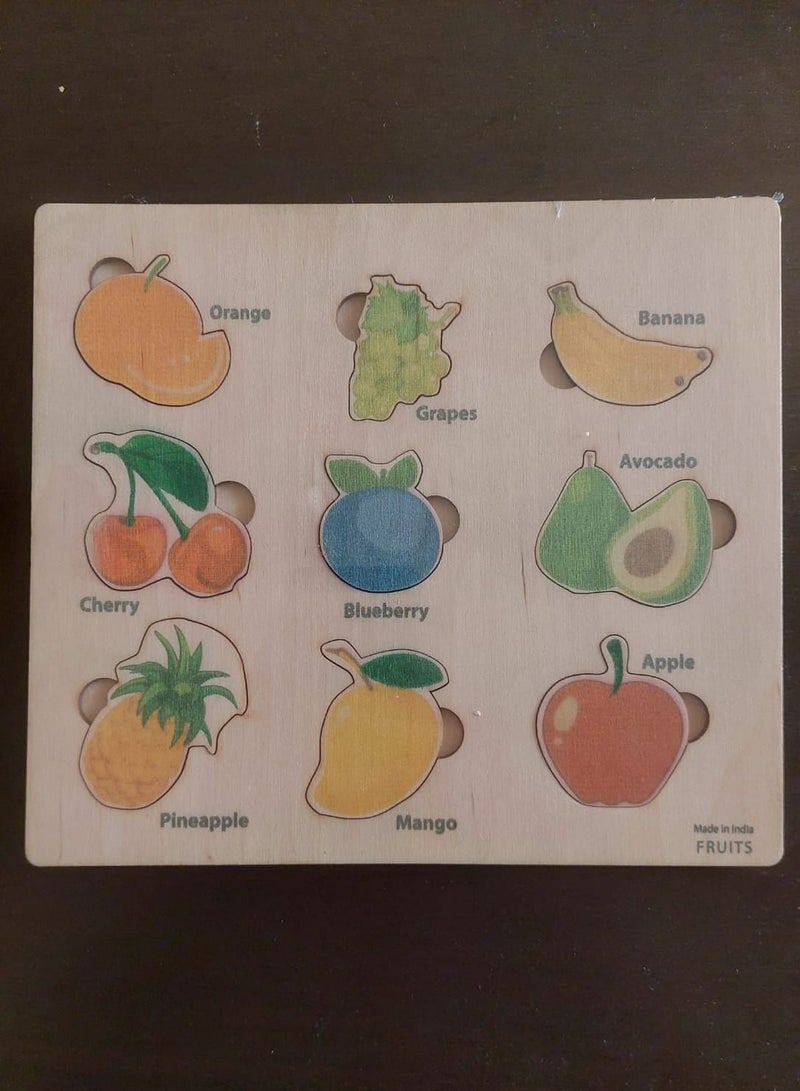 Neem Wood Fruits Puzzle Board For Kids
