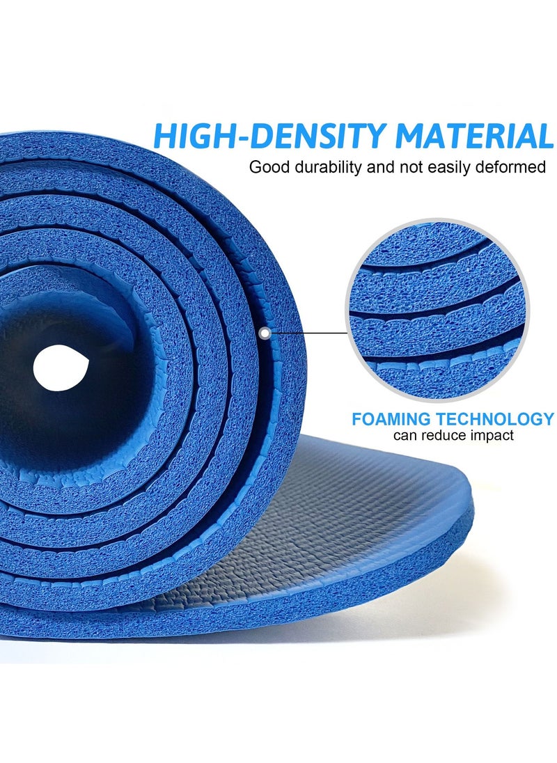 SKY-TOUCH - Blue 10mm Yoga Mat – 180x60 cm Extra Thick, Ultra-Durable, Non-Slip Cushion for Enhanced Comfort, Stability & Support in Yoga, Pilates, Gymnastics, Stretching, Abdominal Exercises & Intense Workouts - Image 1