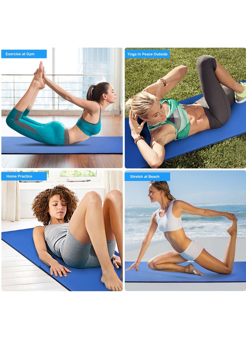 SKY-TOUCH - Blue 10mm Yoga Mat – 180x60 cm Extra Thick, Ultra-Durable, Non-Slip Cushion for Enhanced Comfort, Stability & Support in Yoga, Pilates, Gymnastics, Stretching, Abdominal Exercises & Intense Workouts - Image 1