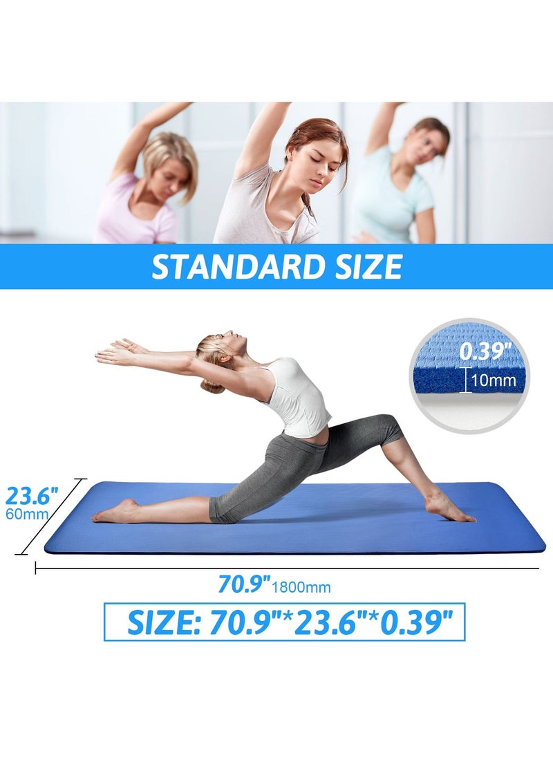 SKY-TOUCH - Blue 10mm Yoga Mat – 180x60 cm Extra Thick, Ultra-Durable, Non-Slip Cushion for Enhanced Comfort, Stability & Support in Yoga, Pilates, Gymnastics, Stretching, Abdominal Exercises & Intense Workouts - Image 1