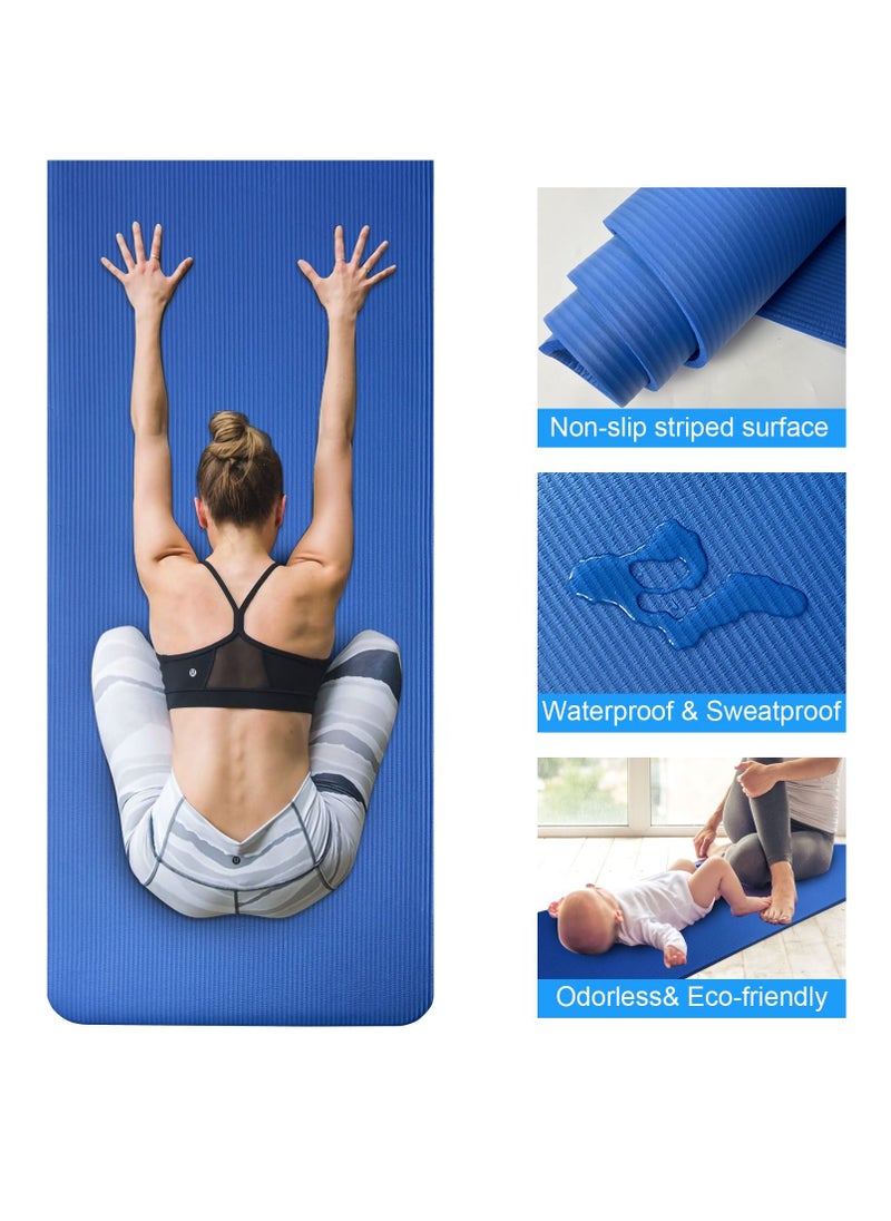SKY-TOUCH - Blue 10mm Yoga Mat – 180x60 cm Extra Thick, Ultra-Durable, Non-Slip Cushion for Enhanced Comfort, Stability & Support in Yoga, Pilates, Gymnastics, Stretching, Abdominal Exercises & Intense Workouts - Image 1