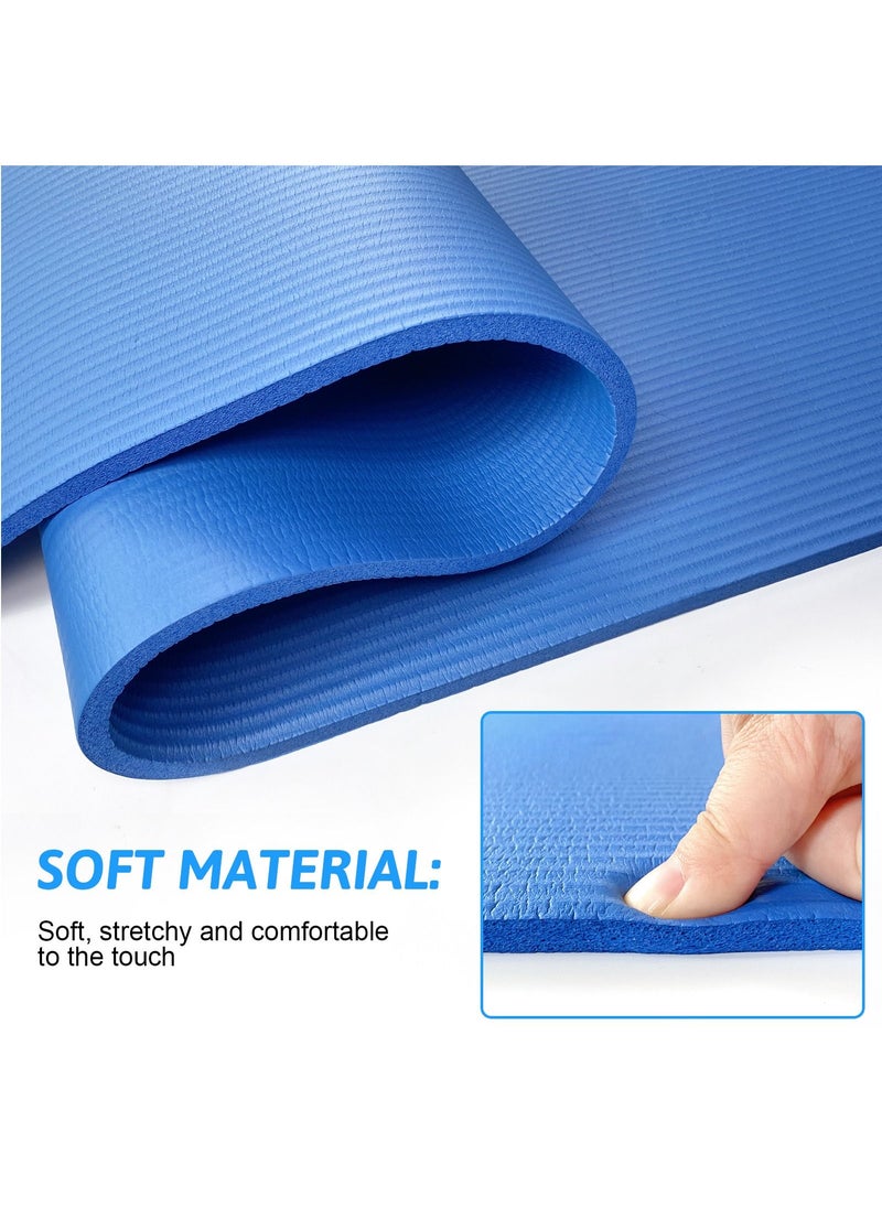 SKY-TOUCH - Blue 10mm Yoga Mat – 180x60 cm Extra Thick, Ultra-Durable, Non-Slip Cushion for Enhanced Comfort, Stability & Support in Yoga, Pilates, Gymnastics, Stretching, Abdominal Exercises & Intense Workouts - Image 1