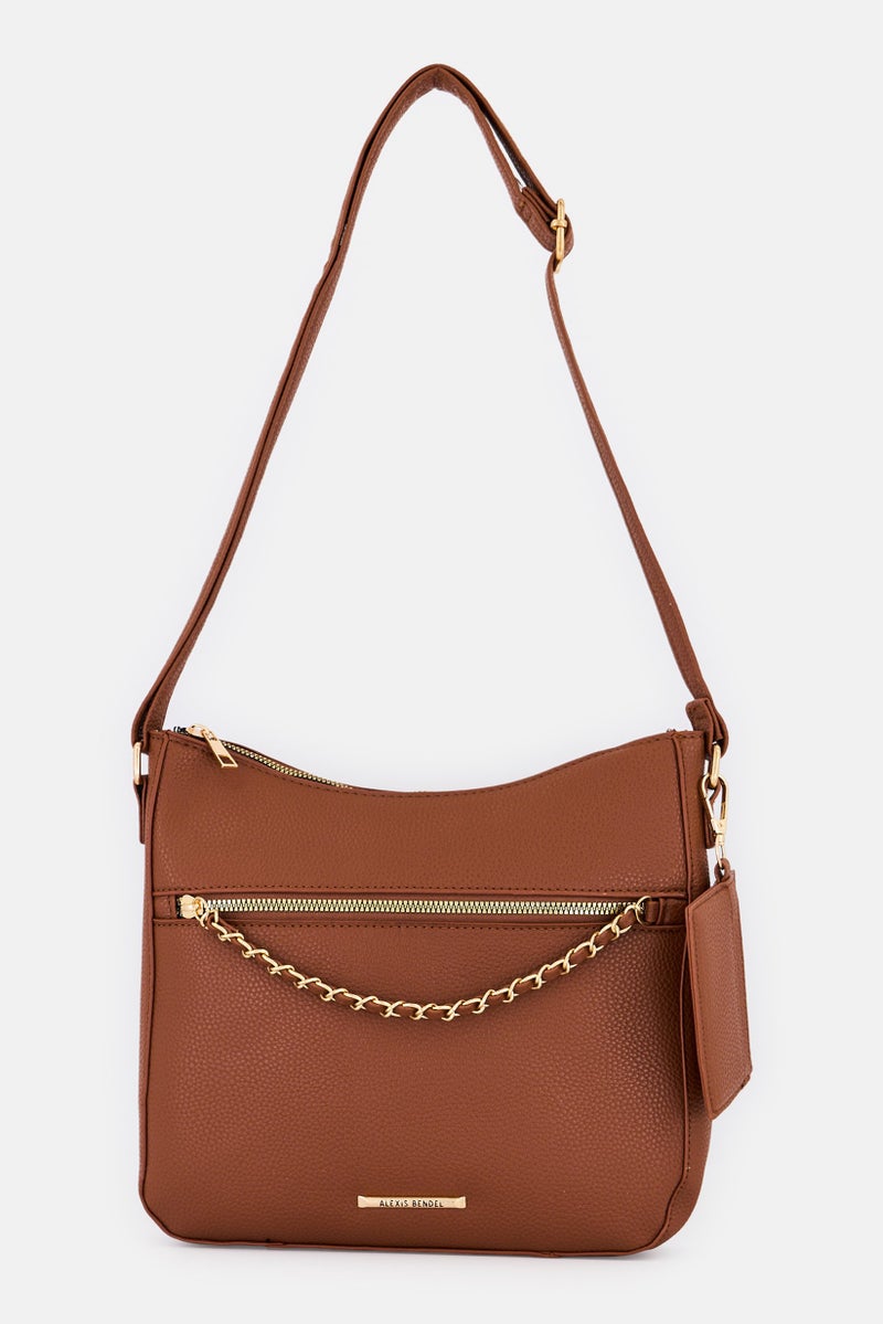 Alexis Bendel Women Brand Logo Cross Body Bag With Card Holder, Brown  - Image 1