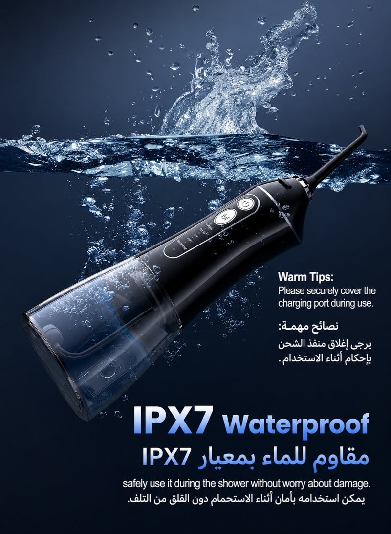 Bitvae Water Flosser for Teeth Cleaning and Flossing, 3 Modes Rechargeable Cordless Oral Irrigator 380ml Water Tank Teeth Cleaner, IPX7 Waterproof Portable Electric Dentel Flossers for Home and Travel,Black - Image 4