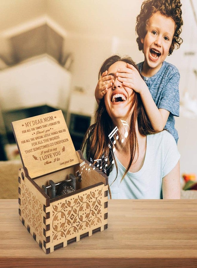 BOOB for mom from Son You are My Sunshine Hand Crank Music Box Wood Cute Engraved Vintage Musical Box Mom Gift for Birthday, Mother’s Day Christmas Thanksgiving Day - Image 5