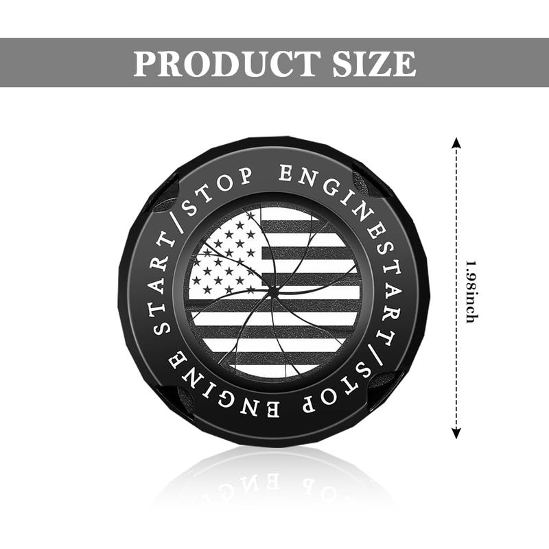carleef Stylish Car Push Start Button Cover,Spin Type Zinc Alloy Push to Start Button Cover for Car Decor,Universal Engine Start Button Cover Interior Car Accessories for Car Truck SUV (America Flag Black) - Image 2