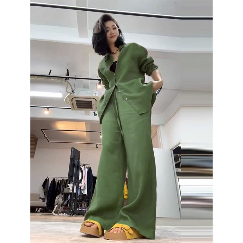 Women's Fashion Two-Piece Co Ord Set with Shirt and Wide Leg Pants, Autumn 2025 - Image 2