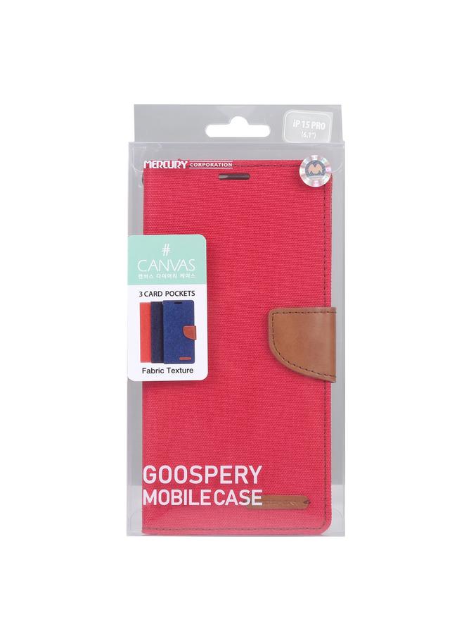 GOOSPERY Case For iPhone 15 Pro Max CANVAS DIARY Fabric Texture Flip Leather Phone Case  - Image 4