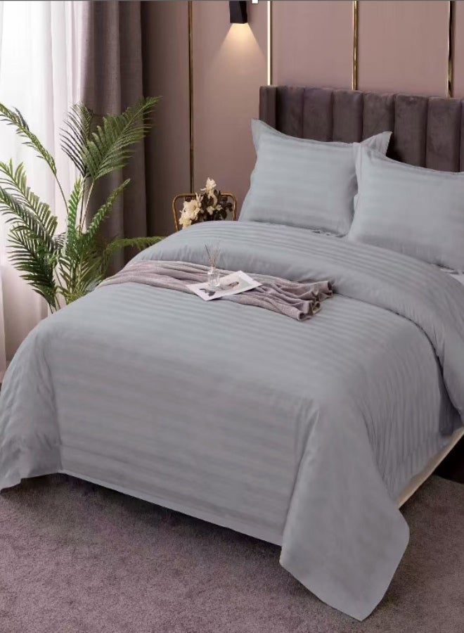 LUNA Home Prime Hotel Cotton Bedding Set King Size – 6 Piece Set with 1 Duvet Cover (220x240cm), 1 Fitted Bed Sheet (200x200+30cm), and 4 Pillow Cases (48x74+5cm) Dark Grey - Image 1