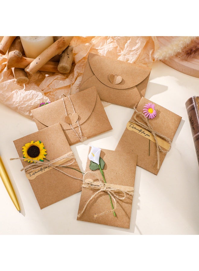 NIIMBOT 20 Pieces Gift Card Envelopes Gift Cards Handmade Dried Flower Greeting Cards with Kraft Paper Envelope Jute Twine Birthday Wedding Gift, 10 Types of Envelopes - Image 4