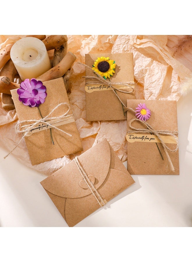 NIIMBOT 10 Pieces Gift Card Envelopes Gift Cards Handmade Dried Flower Greeting Cards with Kraft Paper Envelope Jute Twine Birthday Wedding Gift, 10 Types of Envelopes - Image 5