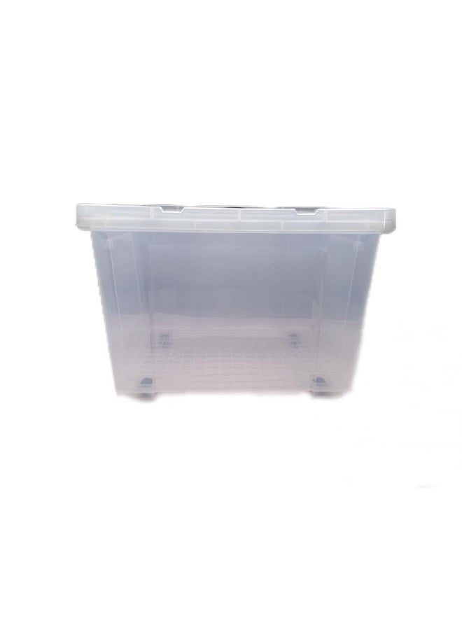 Milano Clear Plastic Storage Box with Wheels - 48L, 53.5x39x35cm, Durable Household Organizer for Easy Storage, Ideal for Home & Office Use - Clear Container - Image 1