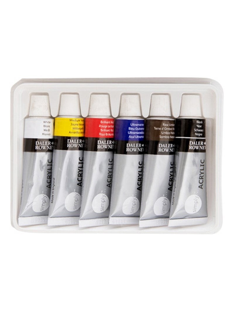 Daler Rowney 6-Piece Simply Acrylic Paint Tube Set 12ml Content  - Image 2