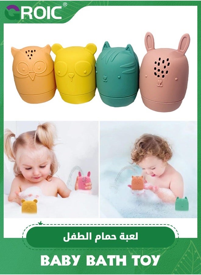 جرويك 4 عبوات من ألعاب حمام الأطفال، خالية العفن، السيليكون، حوض الاستحمام للأطفال الصغار، مائية، لعبة السباحة  - Image 1
