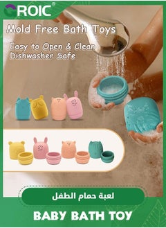 GROIC 4Packs Baby Bath Toys,Mold Free Toys Silicone Toys, Bathtub for Toddlers,Water Pool Toy  - Image 2