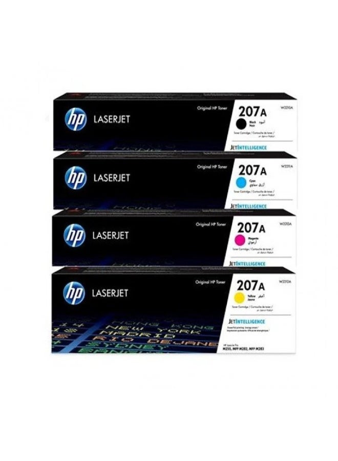 HP تونر أصلي 207A بأربعة ألوان لطابعة HP Pro M255/M283fdw/M283fdn متعددة الألوان - Image 1