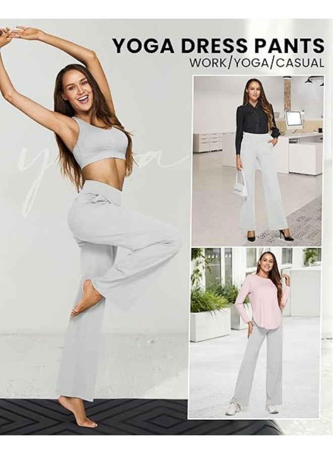 NIBEMINENT Yoga Pants Women Wide Leg Pants with Pockets High Waist Stretch Dress Casual Sweatpants Petite/Regular/Tall - Image 3