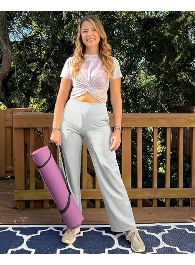 NIBEMINENT Yoga Pants Women Wide Leg Pants with Pockets High Waist Stretch Dress Casual Sweatpants Petite/Regular/Tall - Image 2