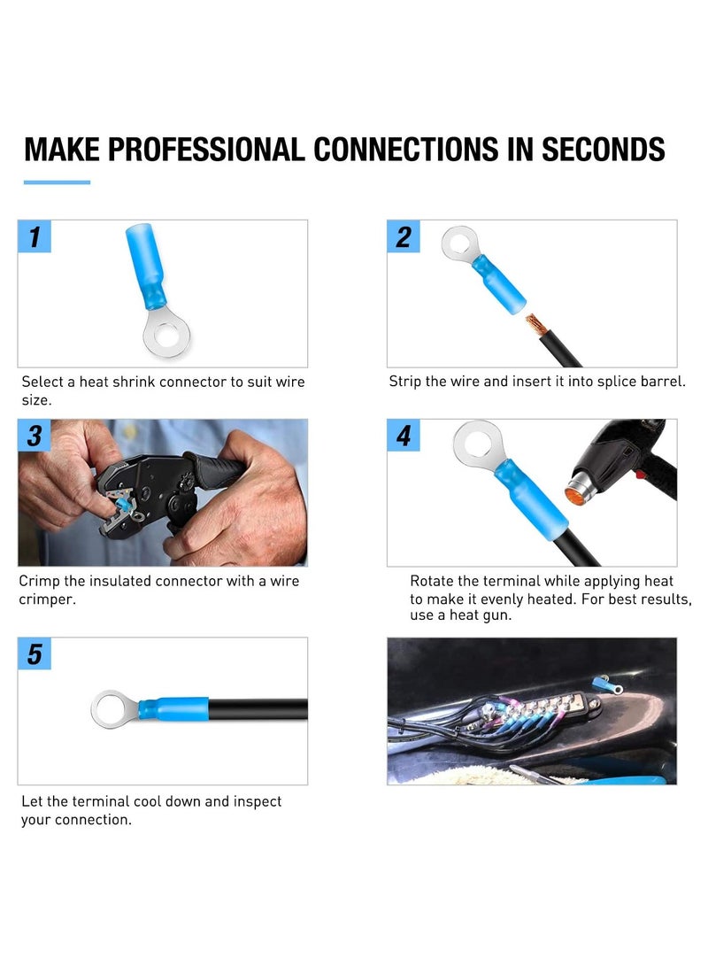 270 PCS Heat Shrink Wire Connectors Waterproof Automotive Marine Assortment Splices Rings Fork Hooks Butt - Image 4