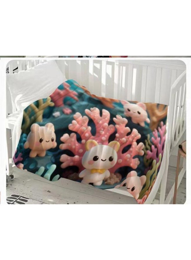 عام بطانية رقيقة من الفانيلا الكرتونية للأطفال والرضع (دافئة ومريحة، ومناسبة للنوم والألعاب) 70 سم * 100 سم - Image 2