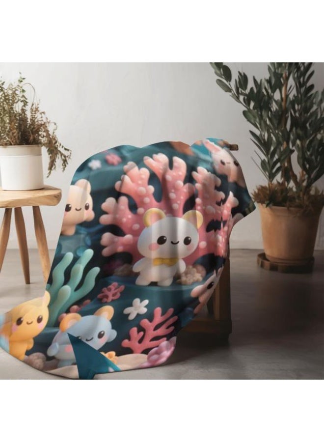 عام بطانية رقيقة من الفانيلا الكرتونية للأطفال والرضع (دافئة ومريحة، ومناسبة للنوم والألعاب) 70 سم * 100 سم - Image 1