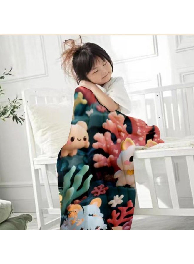 عام بطانية رقيقة من الفانيلا الكرتونية للأطفال والرضع (دافئة ومريحة، ومناسبة للنوم والألعاب) 70 سم * 100 سم - Image 3