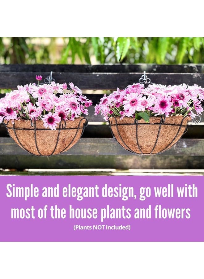 Shoplala Wall Hanging Planter for Outdoor (2 Pack, 10 Inch) Black Metal Hanging Flower Basket for Plants, Wall Planters with Coco Liner Indoor Wall Mounted Plant Holder Outside Balcony Fence Rail Deck - Image 4