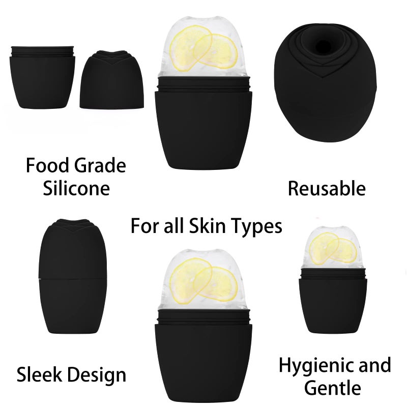 Evmliy Silicone Ice Roller Facial Massager - Brighten Skin, Reduce Puffiness, Reusable Ice Roller for Face & Eyes, Freezer (1Pack, Black) - Image 4