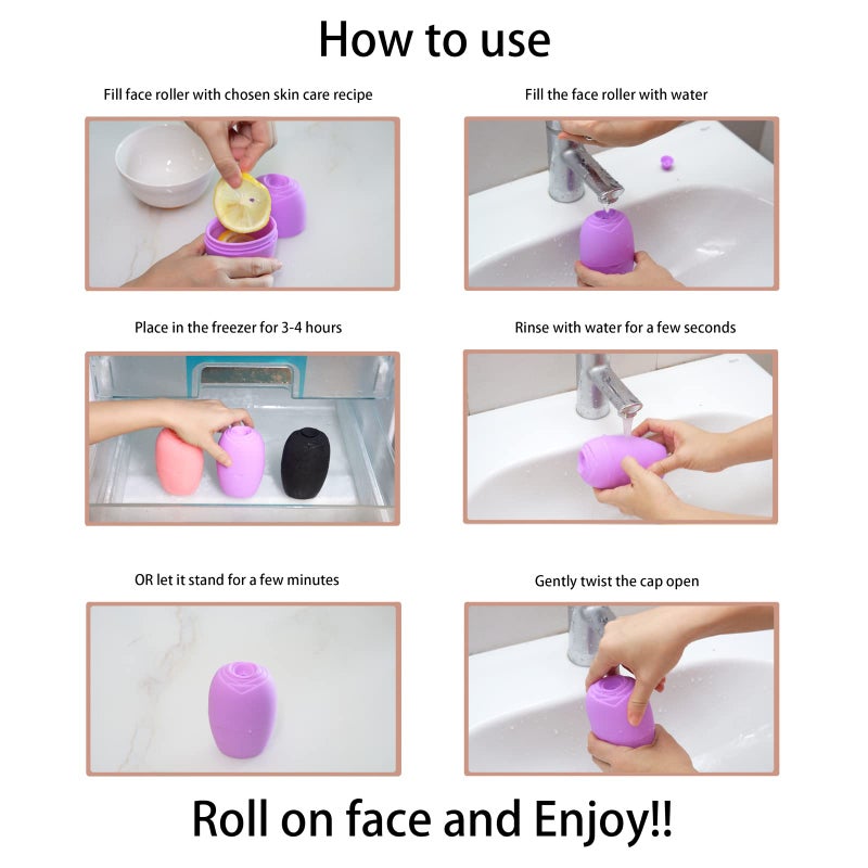 Evmliy Silicone Ice Roller Facial Massager - Brighten Skin, Reduce Puffiness, Reusable Ice Roller for Face & Eyes, Freezer (1Pack, Black) - Image 3