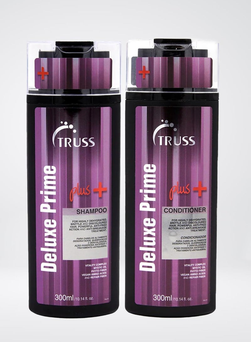 تروس شامبو تروس ديلوكس برايم بلس + | مضاد للتجعد، علاج مرطب للشعر التالف | شامبو إصلاح وترطيب الشعر للنساء والرجال | يضيف لمعانًا ويقوي ويعيد المرونة | 300 مل/10.14 أونصة سائلة - Image 2