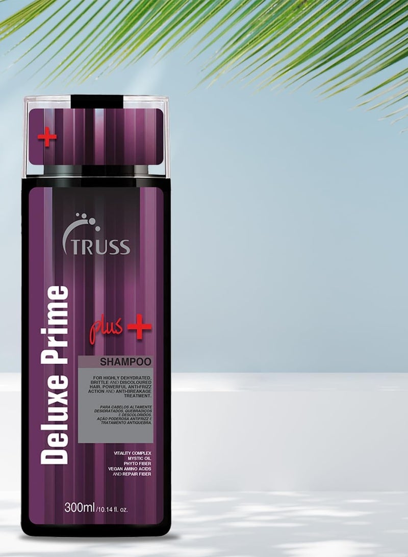تروس شامبو تروس ديلوكس برايم بلس + | مضاد للتجعد، علاج مرطب للشعر التالف | شامبو إصلاح وترطيب الشعر للنساء والرجال | يضيف لمعانًا ويقوي ويعيد المرونة | 300 مل/10.14 أونصة سائلة - Image 5