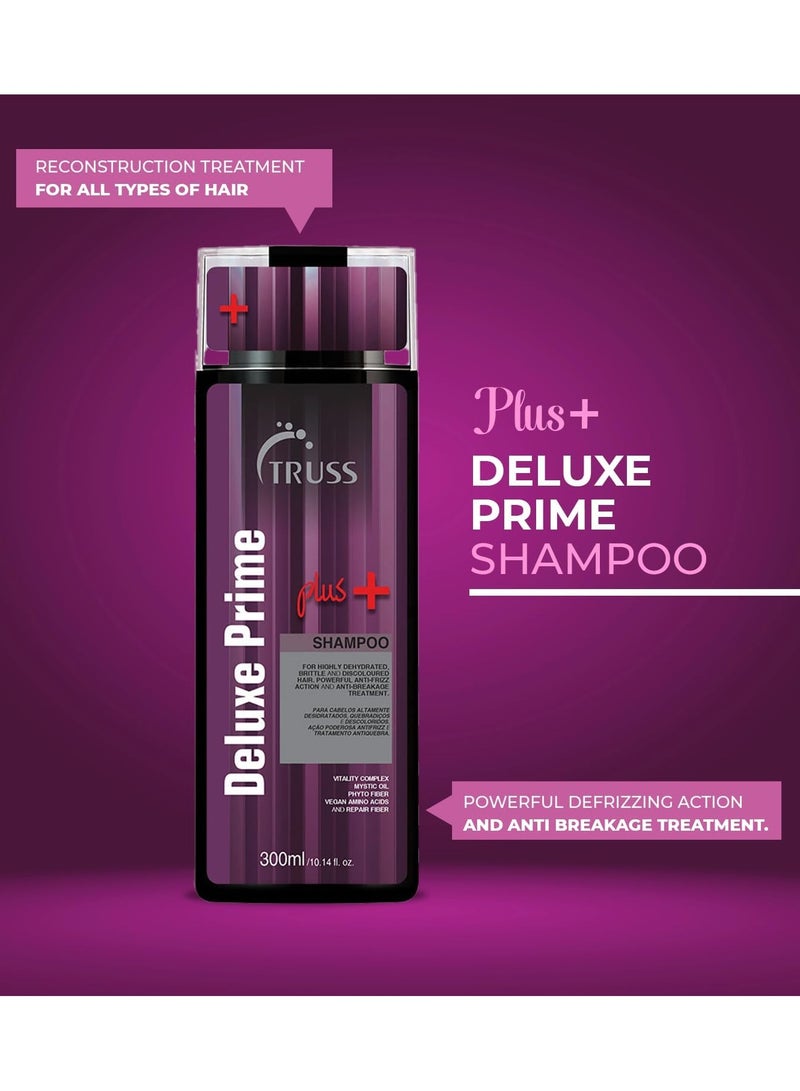 تروس شامبو تروس ديلوكس برايم بلس + | مضاد للتجعد، علاج مرطب للشعر التالف | شامبو إصلاح وترطيب الشعر للنساء والرجال | يضيف لمعانًا ويقوي ويعيد المرونة | 300 مل/10.14 أونصة سائلة - Image 4